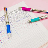 BAZIC Lynx Silver Top 4-Color Pen w/ Cushion Grip (2/Pack), pack of 24