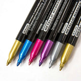 BAZIC Permanent Markers Metallic 6 Color, Fine Line Glitter (6/Pack), 12-Pack