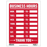 BAZIC 12" X 16" Business Hours Sign, pack of 24