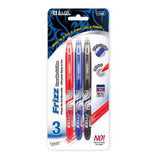 BAZIC Frizz Assorted Color Erasable Gel Pen with Grip (3/Pack), pack of 24