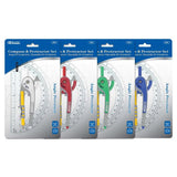 BAZIC Scale-Arm Compass w/ #2 Wood Pencil & 6" Clear Protractor Set, pack of 24