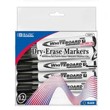 BAZIC Black Chisel Tip Dry-Erase Markers (12/Box), pack of 12