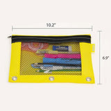 BAZIC Bright Color 3-Ring Pencil Pouch w/ Mesh Window, pack of 24