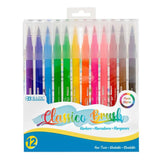 BAZIC Classico Brush Markers 12 Colors, Fine Line Washable Coloring Marker, Non Toxic Art Supplies (12/Pack), 12-Pack