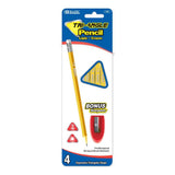BAZIC 4 #2 Triangle Yellow Pencil w/ Sharpener, pack of 24
