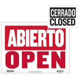 BAZIC 9" X 12" Abierto Sign w/ Cerrado Sign on Back, pack of 24