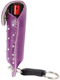 Safety Wildfire 18% 1/2 oz. Pepper Spray and Rhinestone Leatherette Holster w/ Quick Release Keychain (Purple)