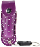 Safety Wildfire 18% 1/2 oz. Pepper Spray and Rhinestone Leatherette Holster w/ Quick Release Keychain (Purple)