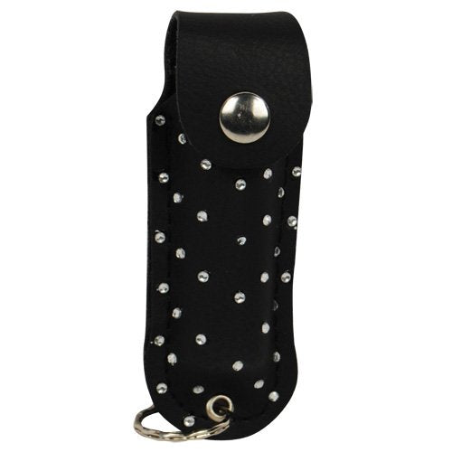 Safety Wildfire 18% 1/2 oz. Rhinestone Leatherette Pepper Spray Holster (Black)