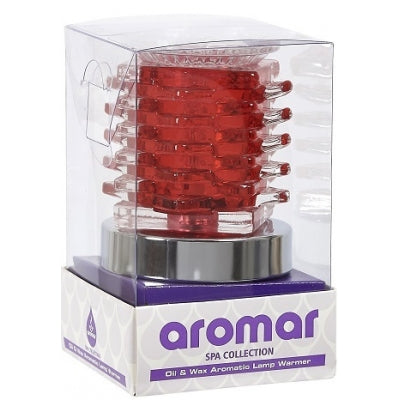 Aromar Premium Circular Glass Oil and Wax Lamp Warmer w/ Dimmer Switch (Red)