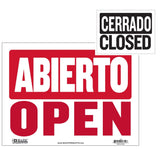 9" X 12" Abierto Sign w/ Cerrado Sign on Back (Case of 480)