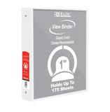 1" White 3-Ring View Binder w/ 2-Pockets (Case of 12)
