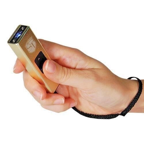 Safety Slider 3 Million Volt Mini Stun Gun Flashlight Gold
